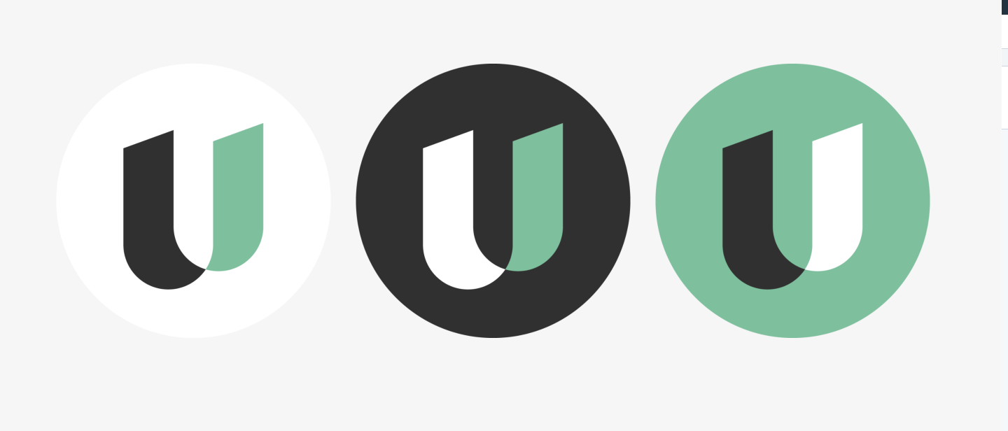 tre logosymbol på hvit, svar og grønn sirkel