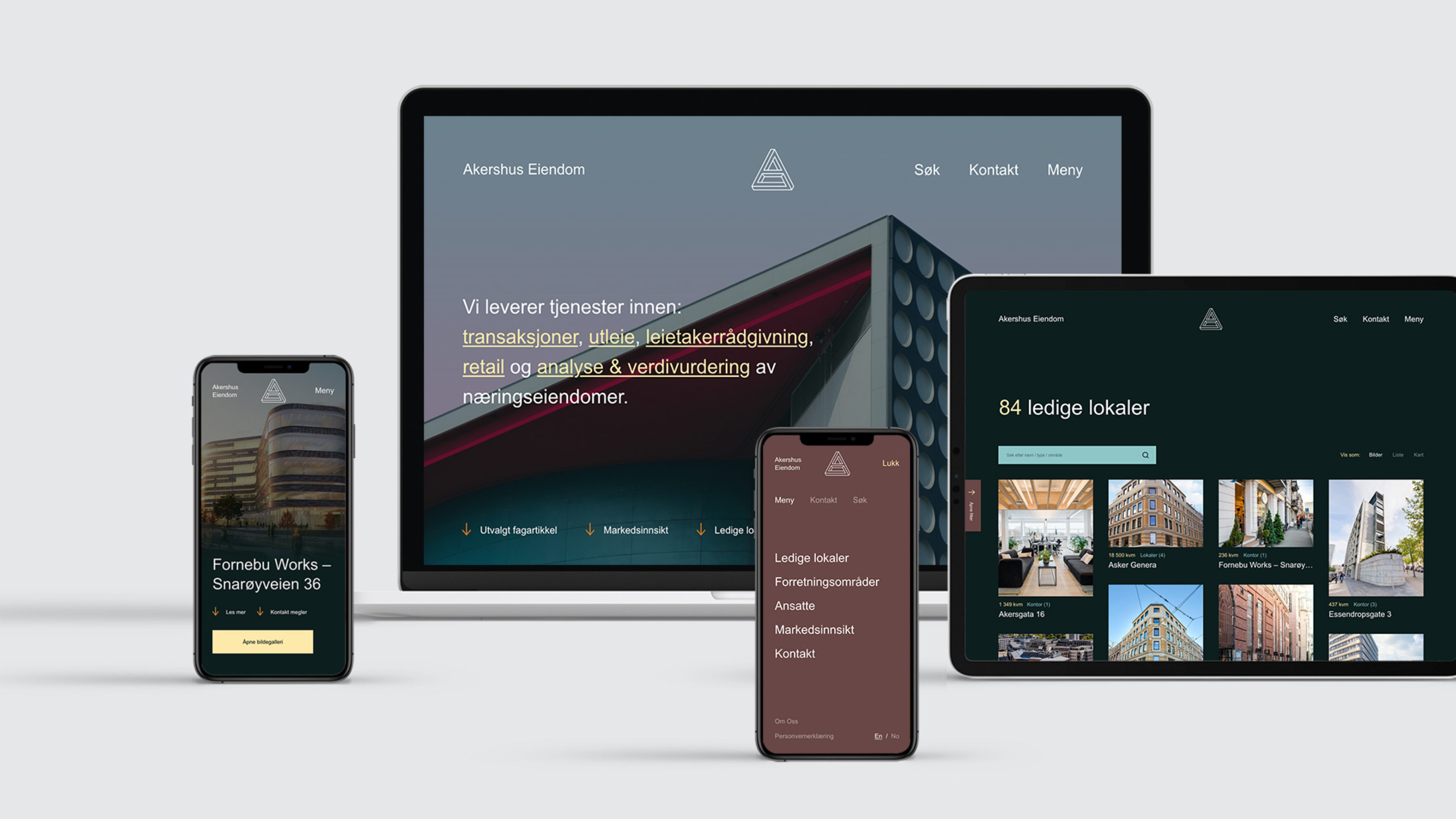 Bilde av nettsiden på mobil og desktop skjerm